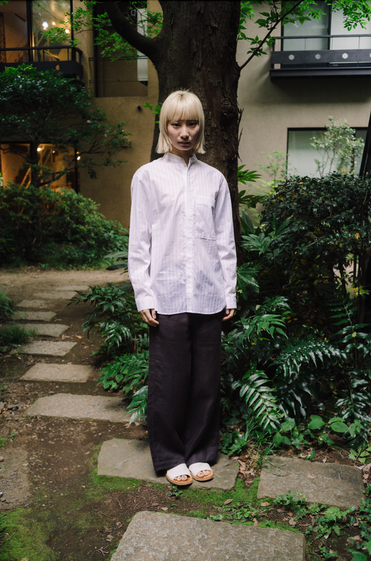 VAGUE HAND STITCH KURTA SHIRT/SHADOW STIRPE