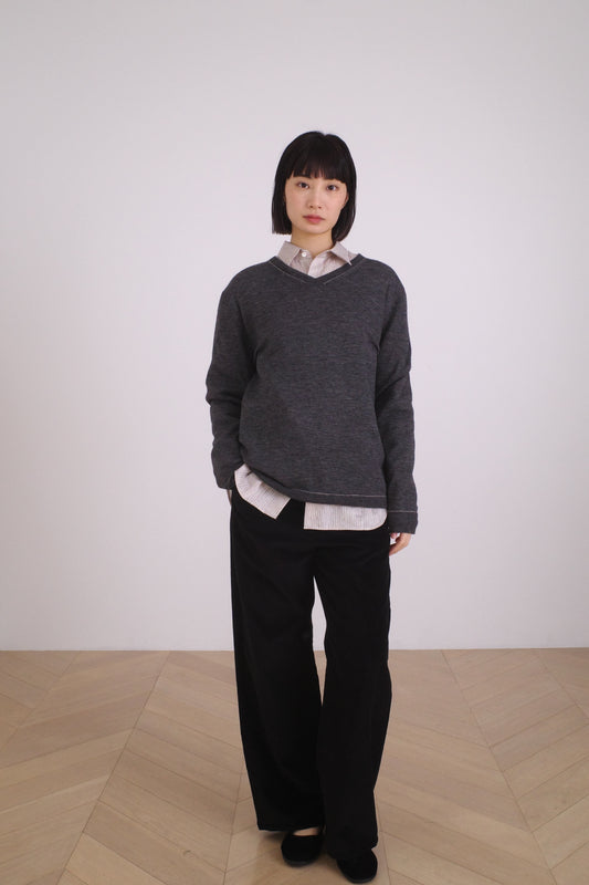 STITCHED V NECK/BREEZE YAK