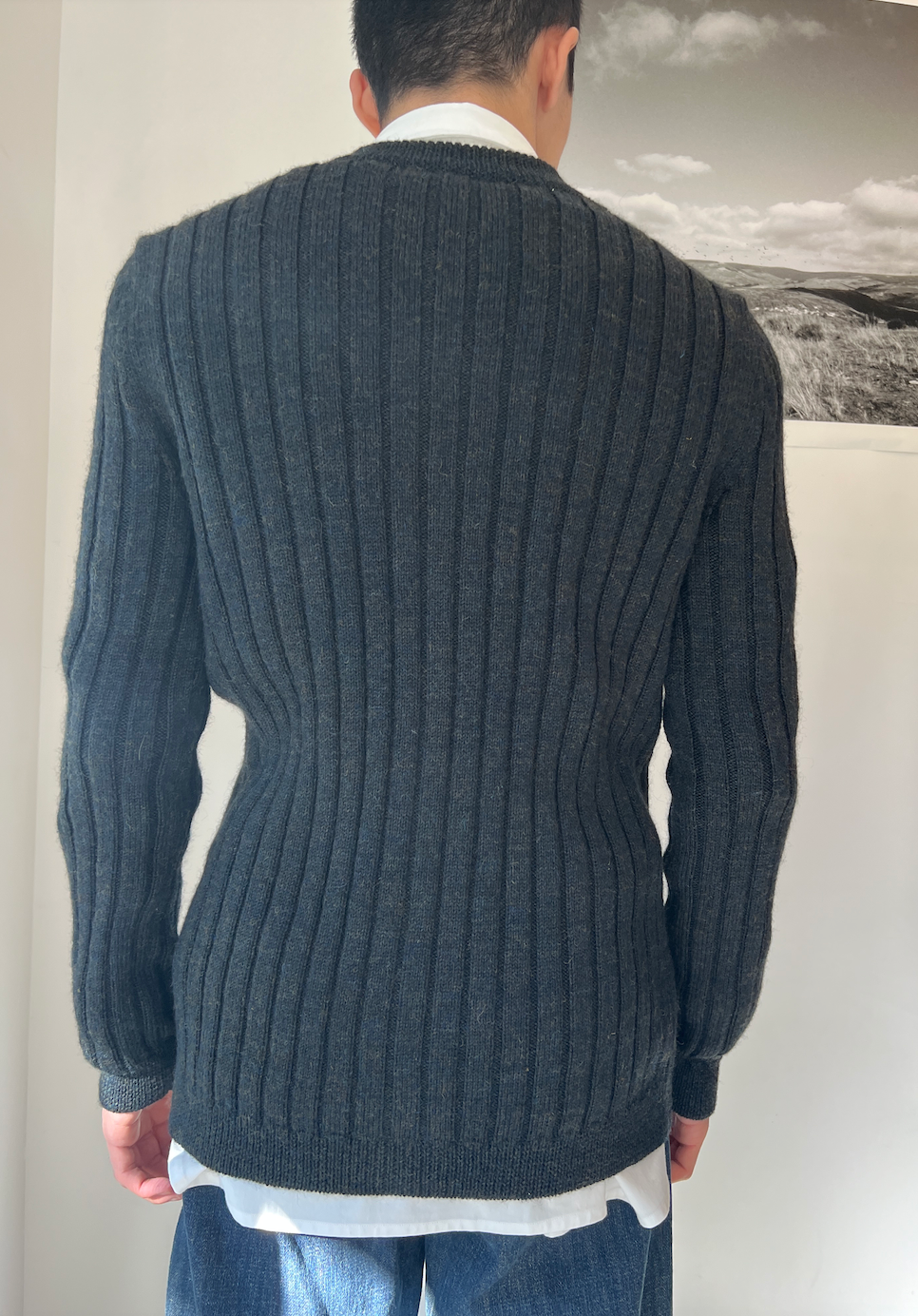 25AW SHRINKED RIB CARDIGAN/MELANGE DRY WOOL