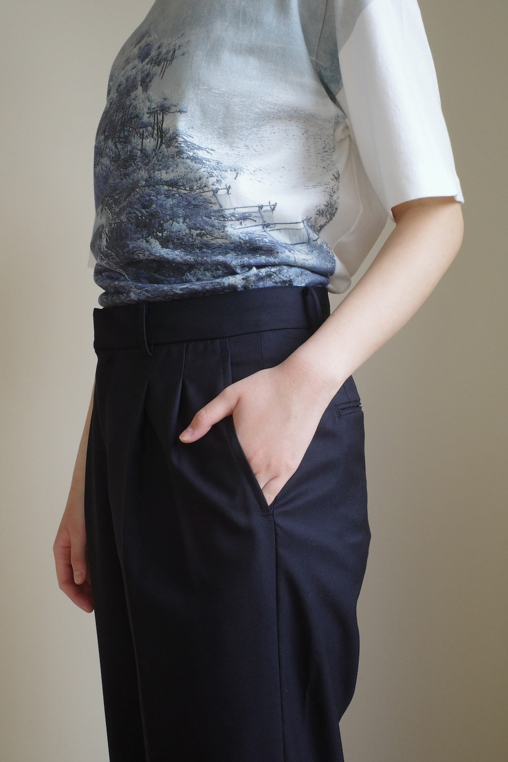 TRAVEL PANTS /REFINED CASHMERE SILK TWILL