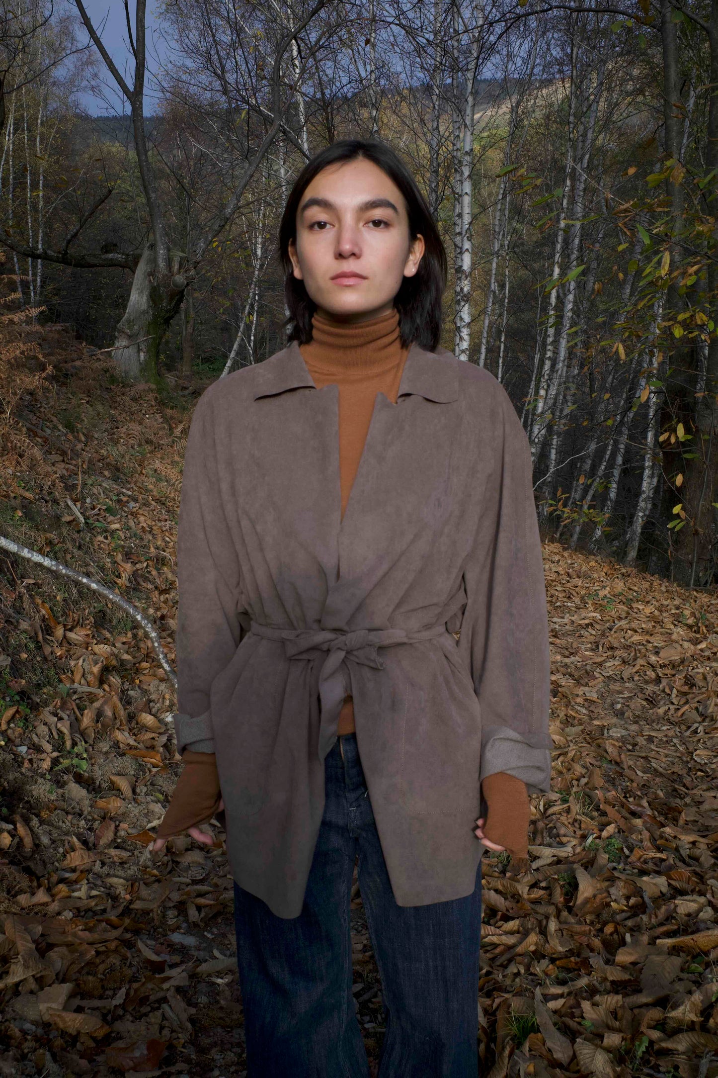 25AW VEGETAL DRAPED GOWN /ULTRASUEDE