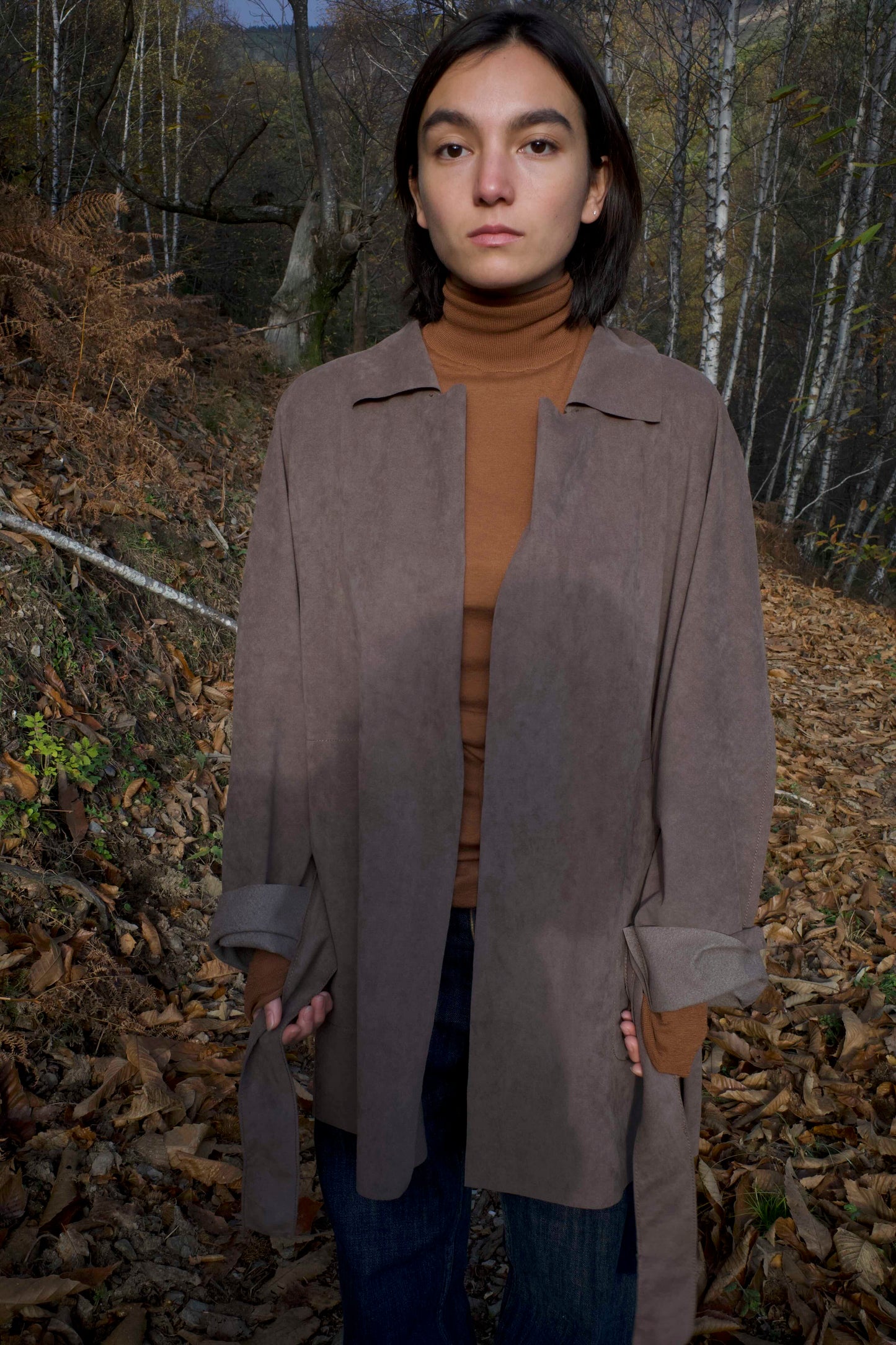 25AW VEGETAL DRAPED GOWN /ULTRASUEDE