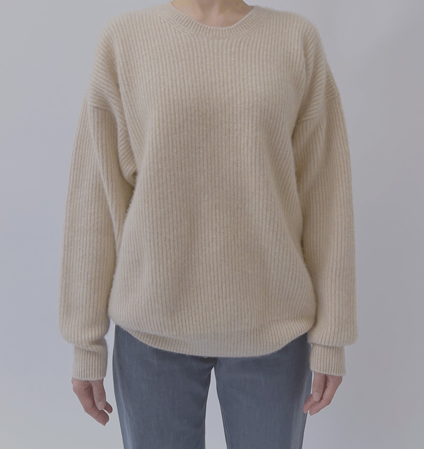 Upside Down, Double Rib Cashmere Crew Neck Sweater