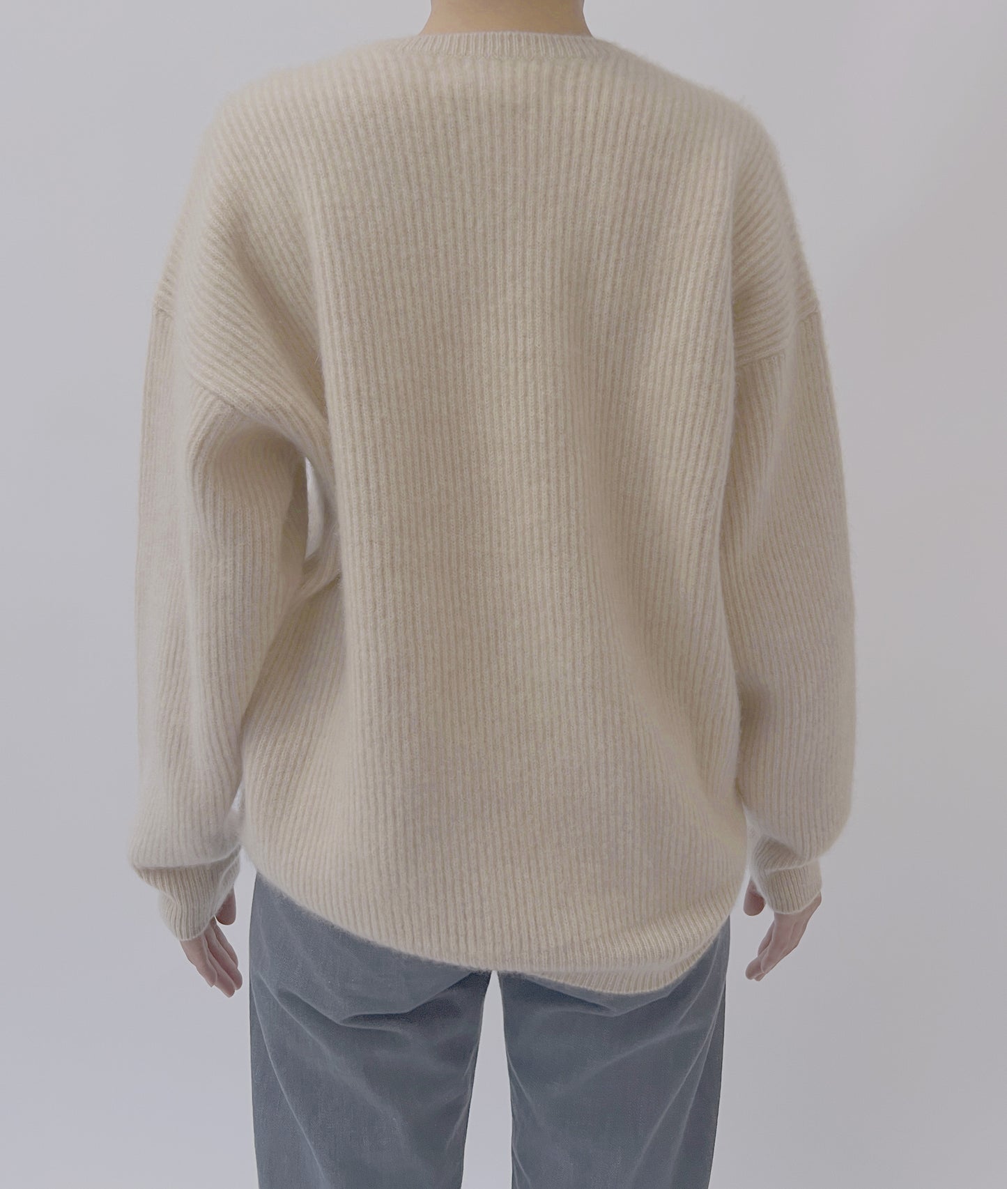 Upside Down, Double Rib Cashmere Crew Neck Sweater